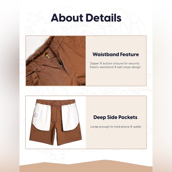 Men's Classic Fit 7" Cotton Casual Shorts Elastic Waistband 36W maamgic - Picture 5 of 16